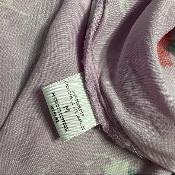 Josie Natori meadow sunrise pajama and robe set Small purple floral satin tank - Picture 11 of 16